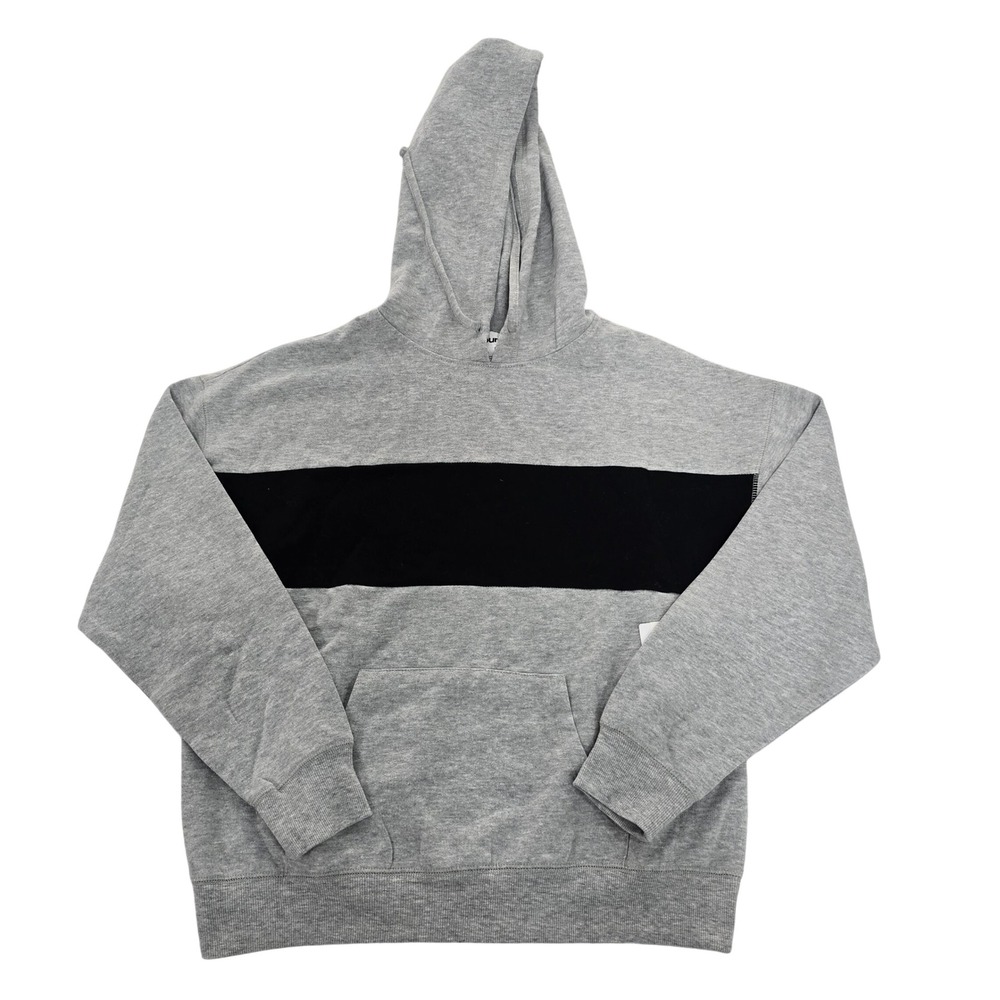 Abound Mens Womens Unisex Grey Heather Black Stripe Pullover Hoodie Small NWT